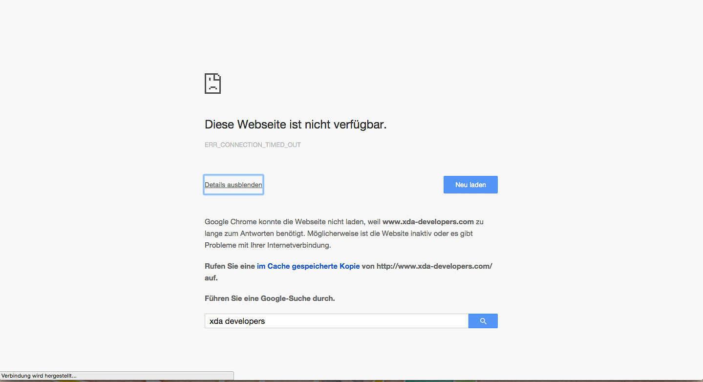 XDA-Developers nicht erreichbar für KabelBW-Kunden (Wieder Online!) Seit gestern bekommt ich leider am Laptop folgende Fehlermeldung zu sehen: das XDA-Forum ist nicht erreichbar.