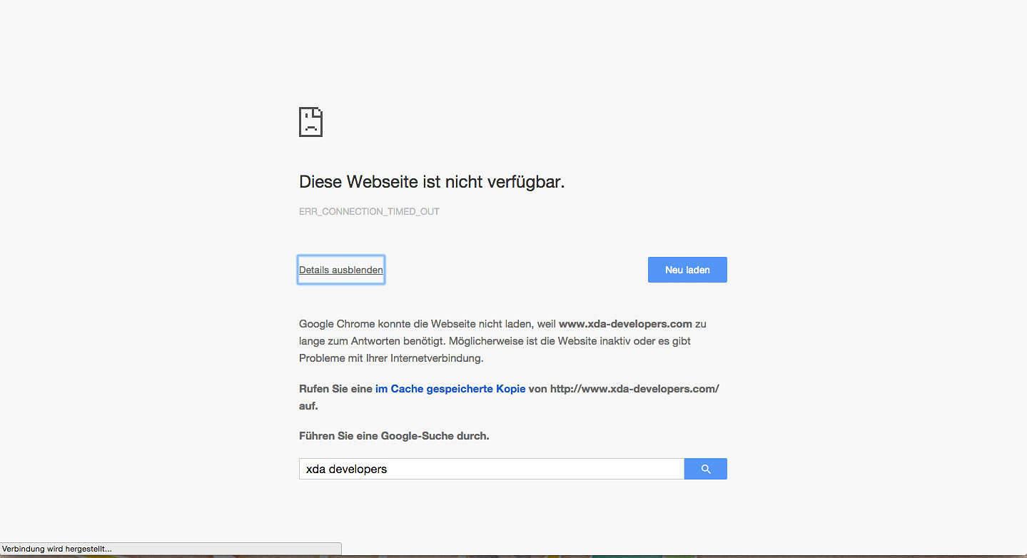 Seit gestern bekommt ich leider am Laptop folgende Fehlermeldung zu sehen: das XDA-Forum ist nicht erreichbar.