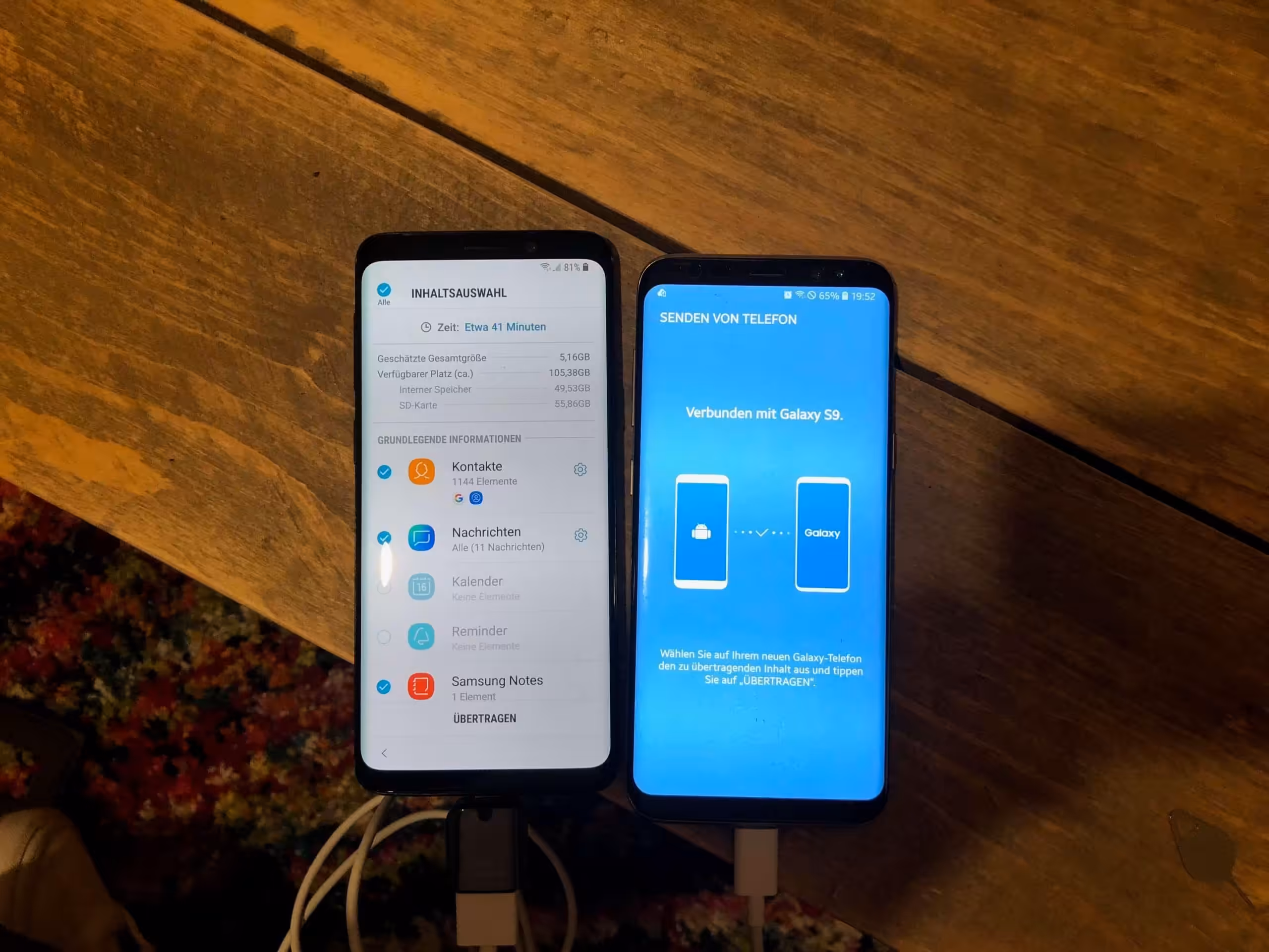 Alte Daten und Einstellungen werden vom S8 auf das S9 übertragen.