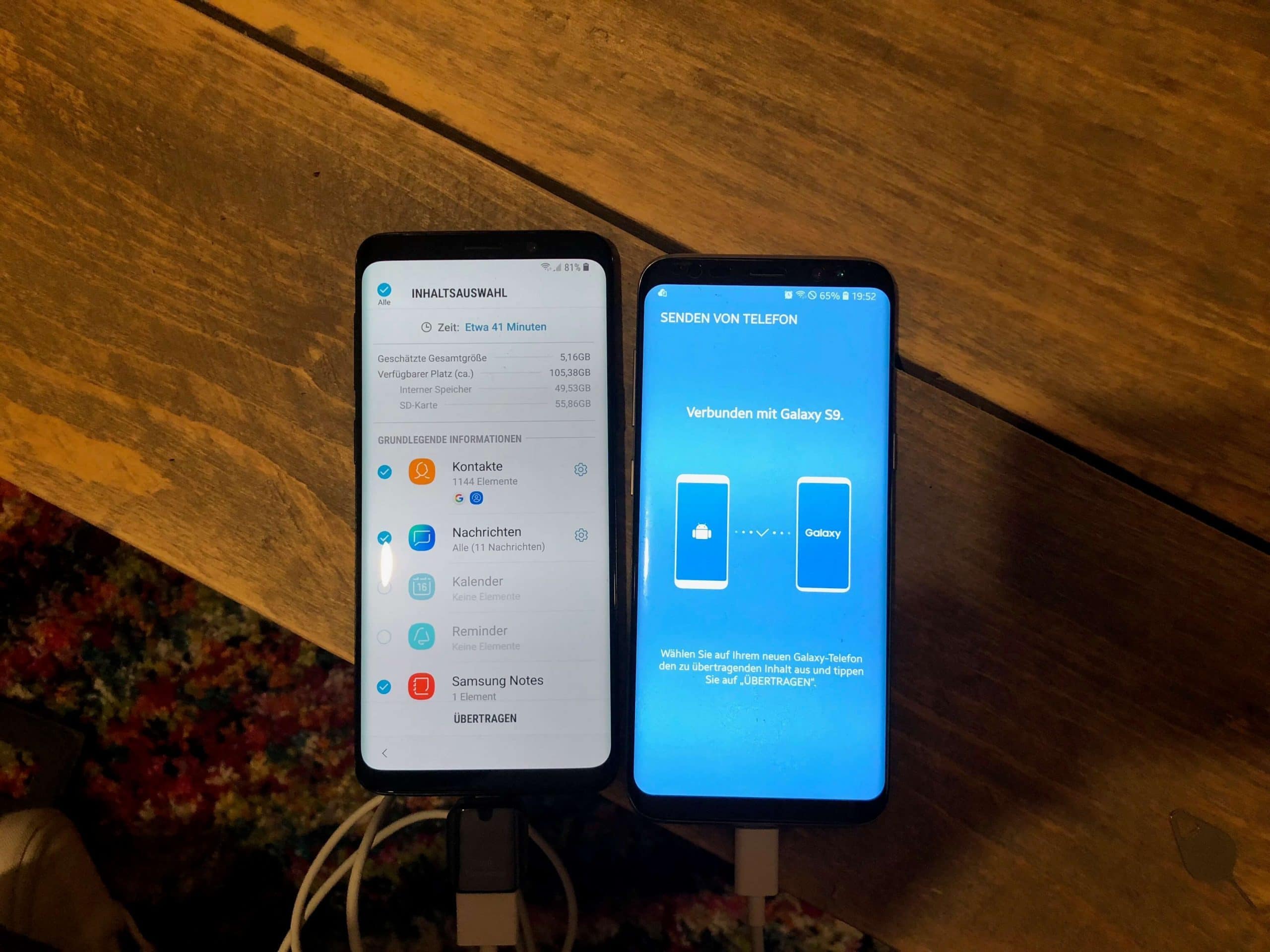 Alte Daten und Einstellungen werden vom S8 auf das S9 übertragen.