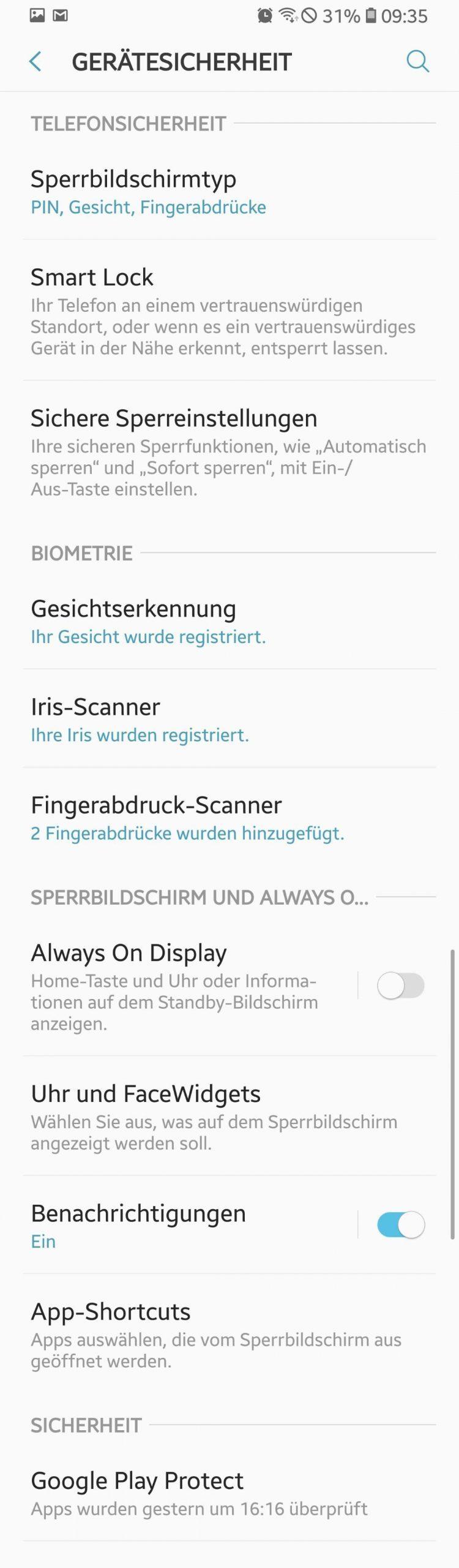 Galaxy S8: diese Option fehlt beim 2017er-Modell.