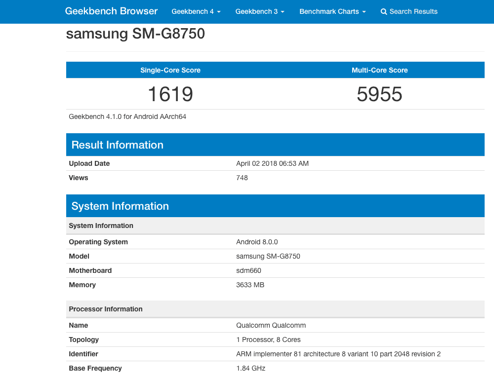 Galaxy S9 mini GeekBench