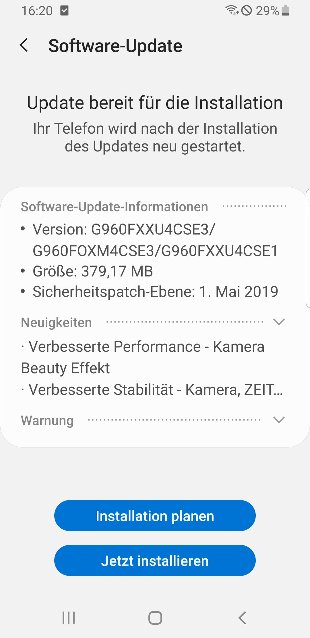 Screenshot 20190515 162033 Software update • techboys.de • smart tech, auf den Punkt!