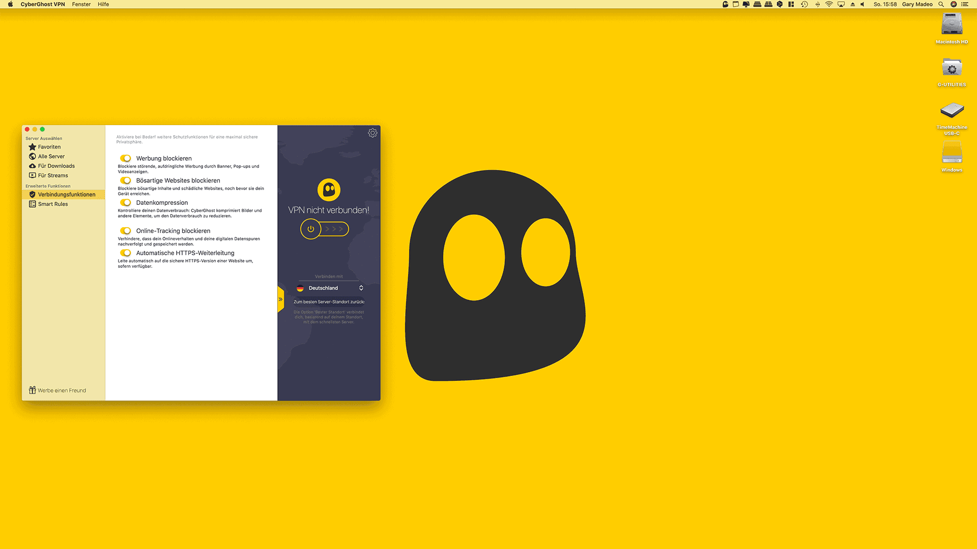 CyberGhost macOS App • 🚀 techboys.de : 💡Smarte Technik & Hardware für den Alltag