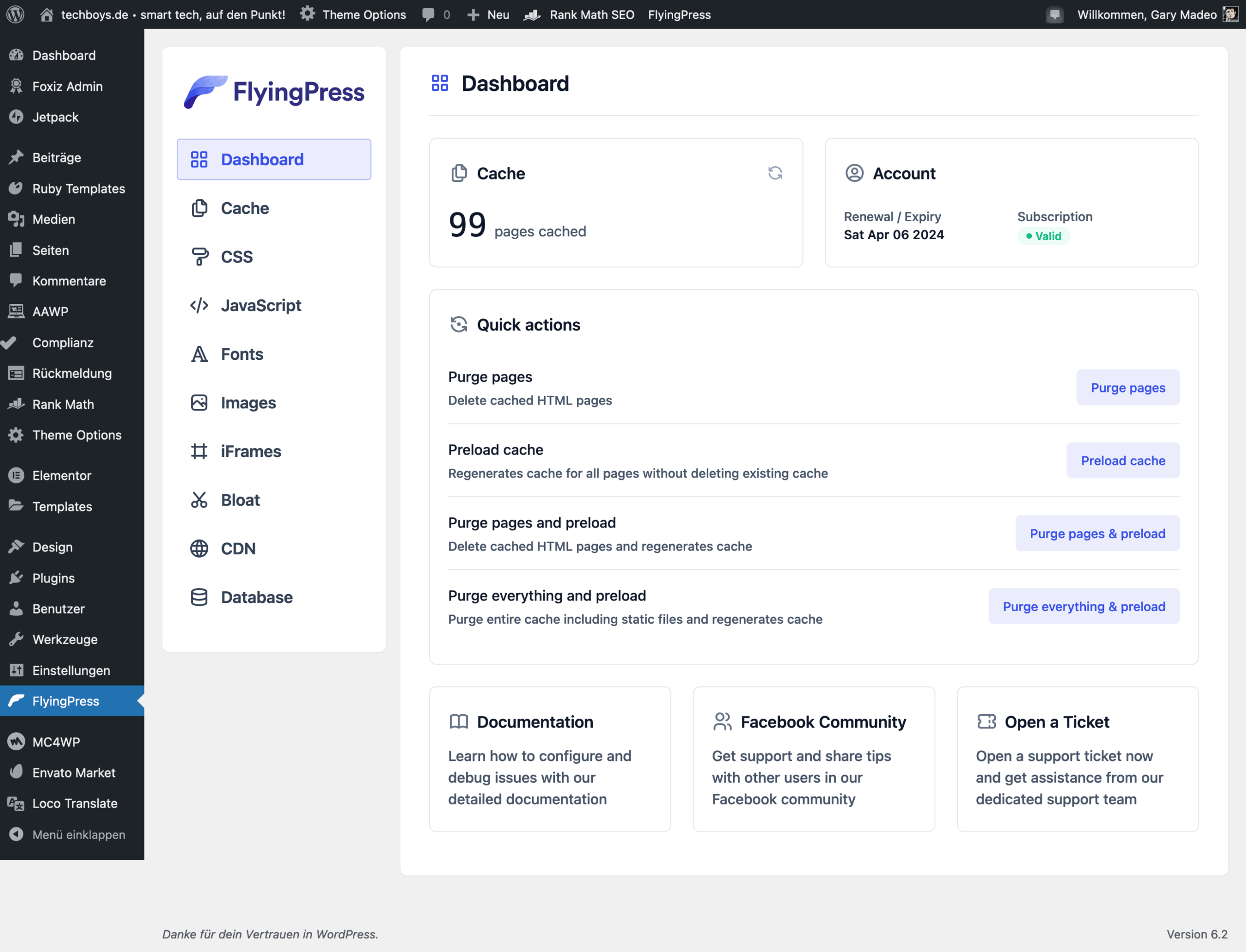 FlyingPress Dahsboard • 🚀 techboys.de : 💡Smarte Technik & Hardware für den Alltag