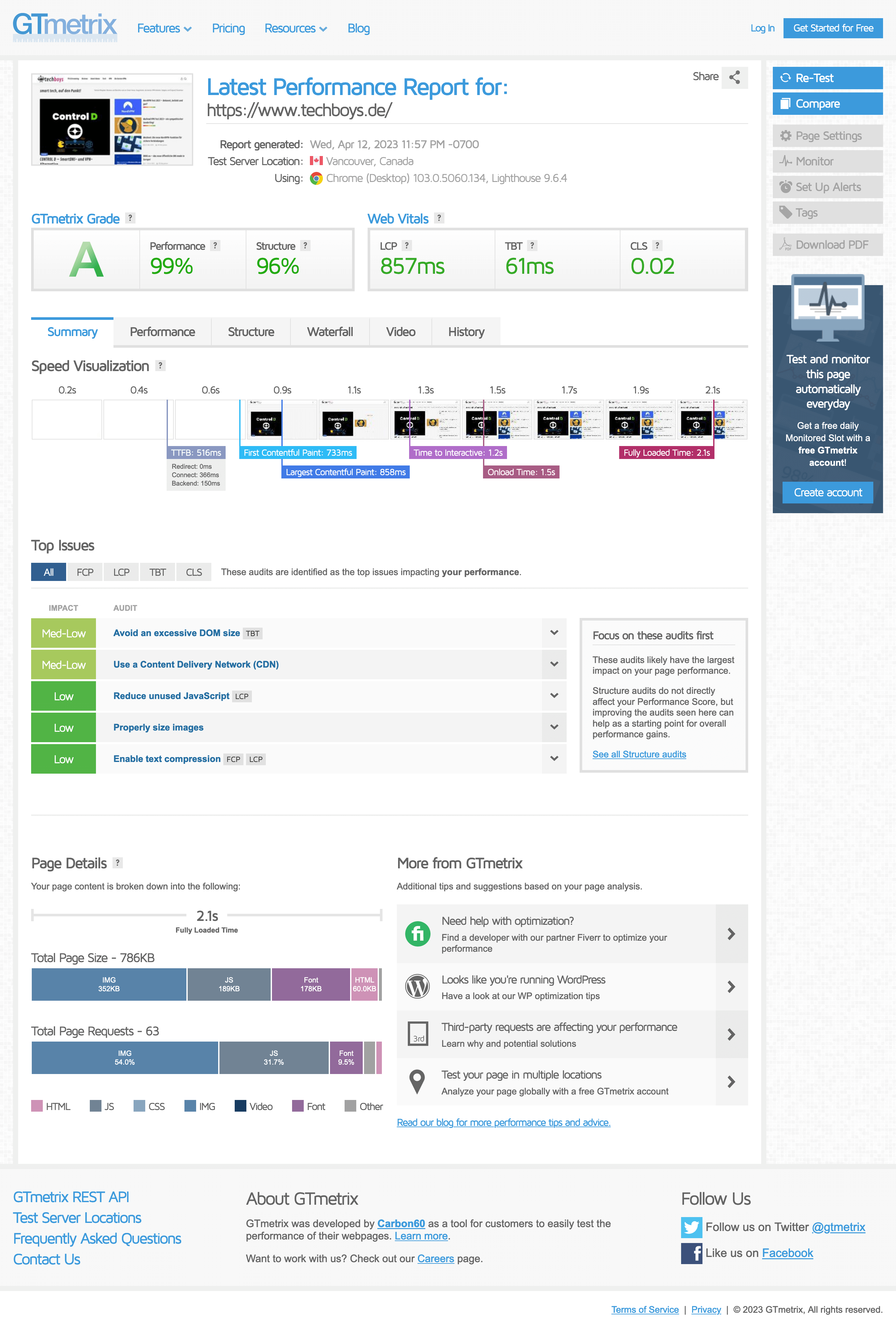 GTmetrix Performance Report 2 e1681369421616 • 🚀 techboys.de : 💡Smarte Technik & Hardware für den Alltag