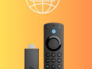 VPN-Symbol auf einer digitalen Illustration, die eine Weltkugel mit VPN-Text zeigt, auf orangefarbenem Verlauf im Hintergrund.