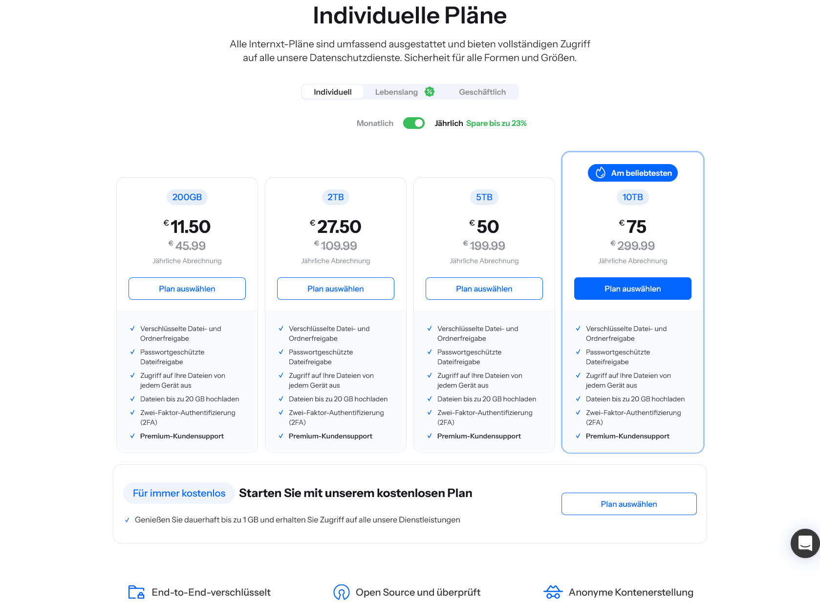 Internxt Test: Der <delete>sichere ?</delete> Cloud-Speicher im Check Screenshot 2024 09 04 at 08 45 32 Internxt Preise – 1 GB kostenlos erhalten • techboys.de