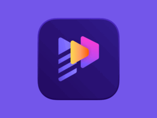 Multimedia Streaming App Icon mit Play-Symbolen in bunten Farben vor dunklem Hintergrund, passend für Smart Home, Streaming und Hardware-Konzepte, modern gestaltet.