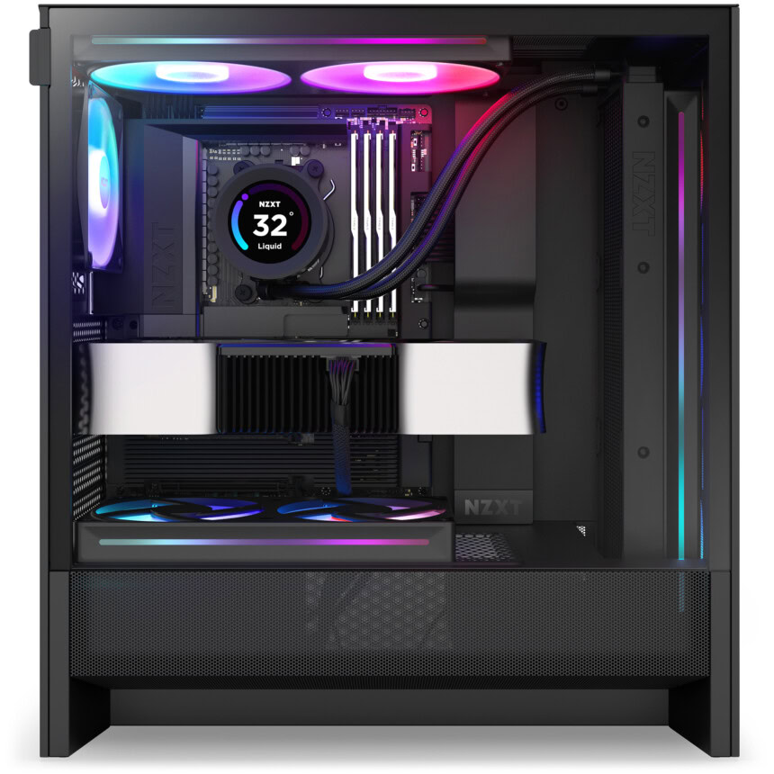 High-End Gaming PC mit RGB-Beleuchtung, Wassergekühltem Prozessor und einer leistungsstarken Grafikkarte für Gaming, Streaming und Smart Home Integration.