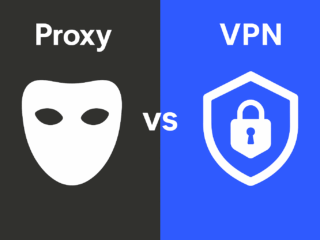 Proxy-Icon und VPN-Symbol als Visualisierung des Vergleichs von Datenschutz- und Sicherheitssoftware, die Online-Privatsphäre im Smart Home und Streaming-Bereich verbessern.