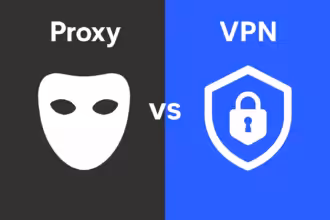 Proxy-Icon und VPN-Symbol als Visualisierung des Vergleichs von Datenschutz- und Sicherheitssoftware, die Online-Privatsphäre im Smart Home und Streaming-Bereich verbessern.