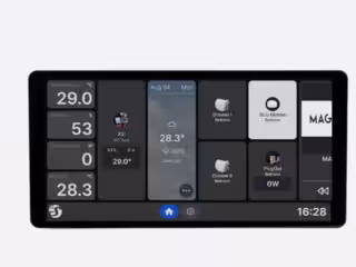 Intelligentes Wandpanel für Heizung, Beleuchtung und Geräte im Wohnraum. Modernes Design, einfache Bedienung, kompatibel mit verschiedenen Smart Home Systemen.
