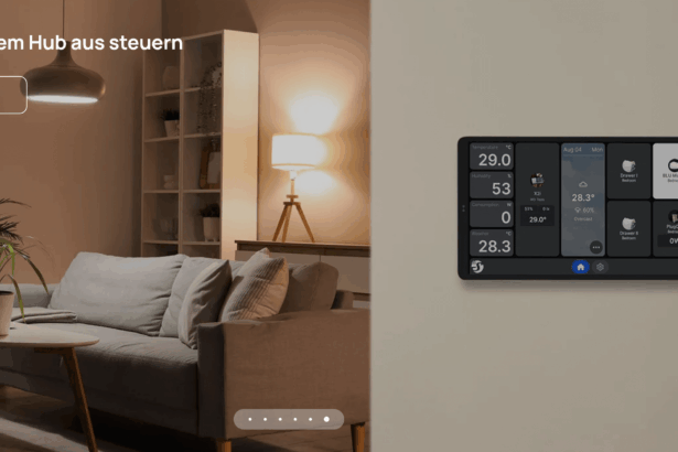 Intelligentes Wandpanel für Heizung, Beleuchtung und Geräte im Wohnraum. Modernes Design, einfache Bedienung, kompatibel mit verschiedenen Smart Home Systemen.