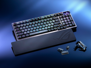 Hochwertiges Gaming-Keyboard mit RGB-Hintergrundbeleuchtung, Handgelenksauflage und ergonomischem Design, ideal für Gaming und Streaming, bietet Komfort und präzise Steuerung.