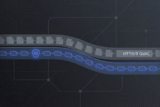 Visualisierung eines Netzwerks mit Datenübertragung, HTTP/3 QUIC-Protokoll, digitale Infrastruktur, Smart Home Hardware, Streaming-Technologie, moderne Netzwerk-Komponenten, intelligente Hausautomation.