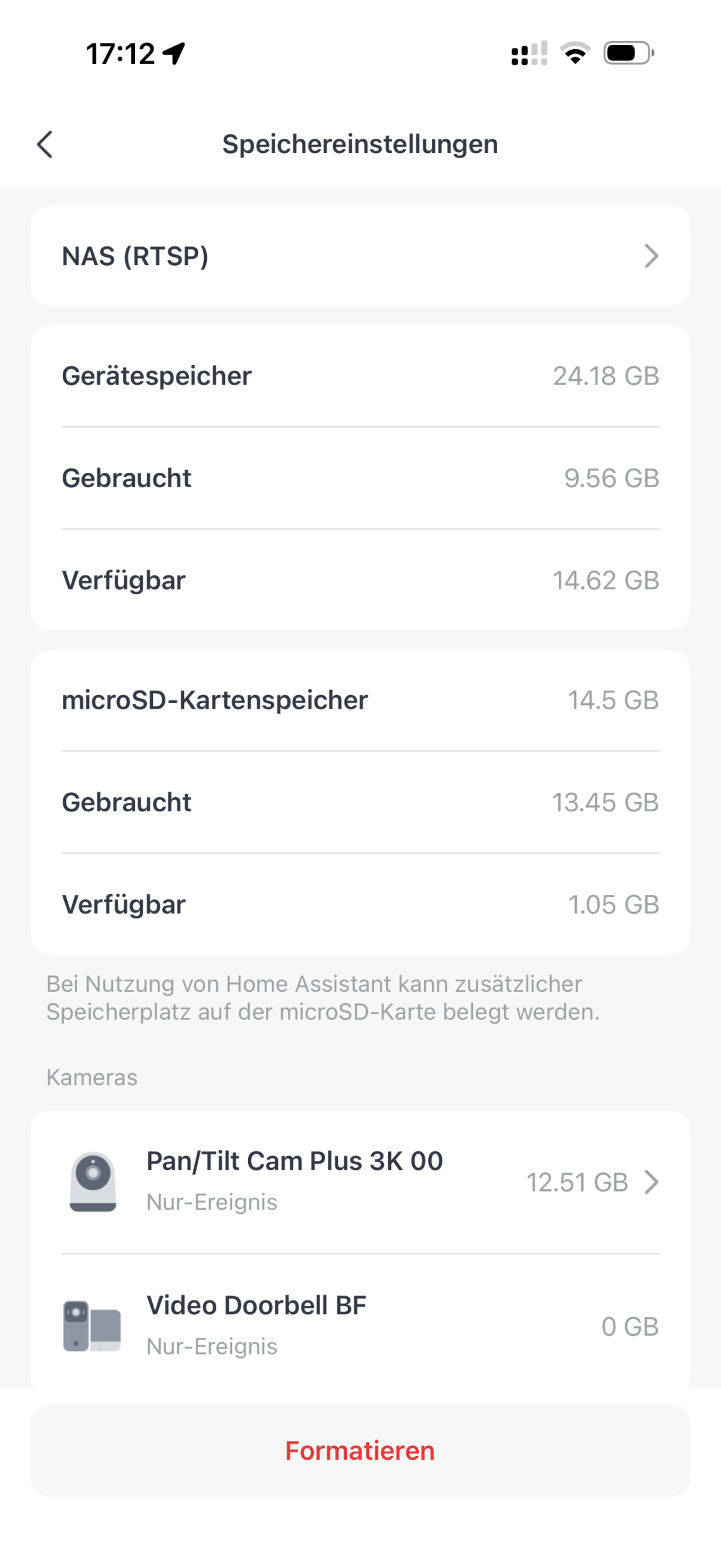SwitchBot AI Hub: Lokale KI, die mitdenkt – wenn sie denn darf SwitchBot AI Hub Speichereinstellungen mit Kamera-Belegung