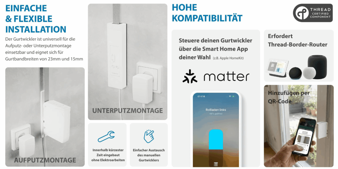 Rademacher macht Rollläden ohne HomePilot-Zwang smart Rademacher Gurtwickler Matter