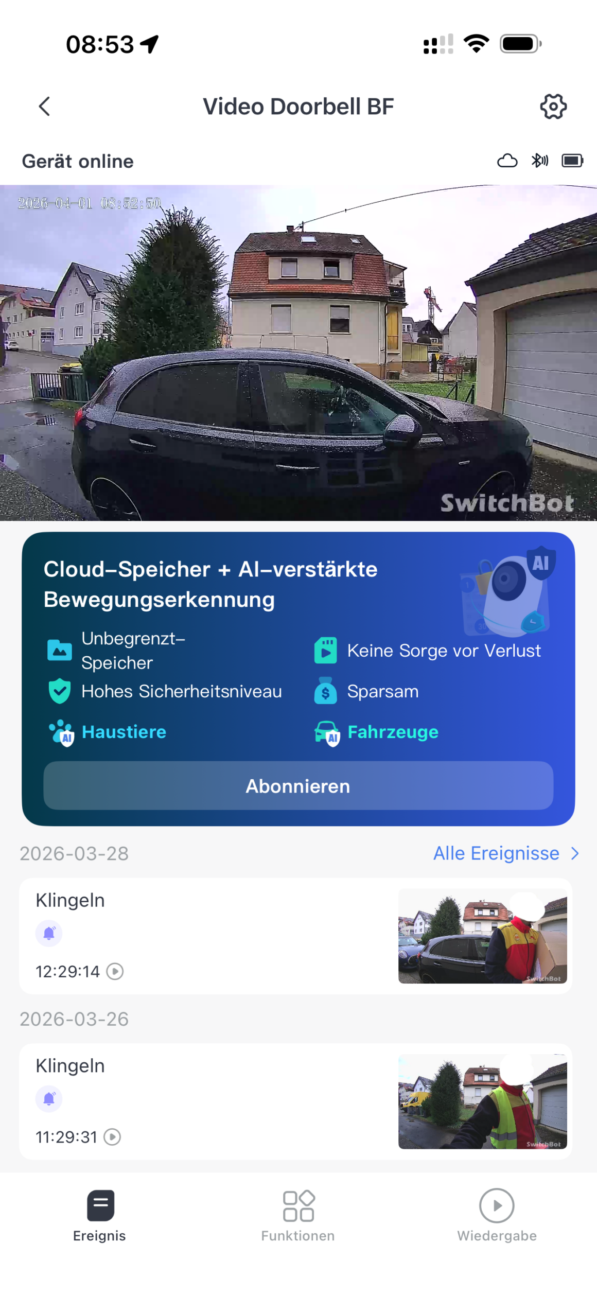 SwitchBot Videotürklingel Live-Ansicht im Alltagstest