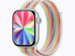 Apple Watch Pride Edition Sport Loop 2026 in 11 bunten Nylon-Farben gewebt, zur Feier der LGBTQ+ Community.
