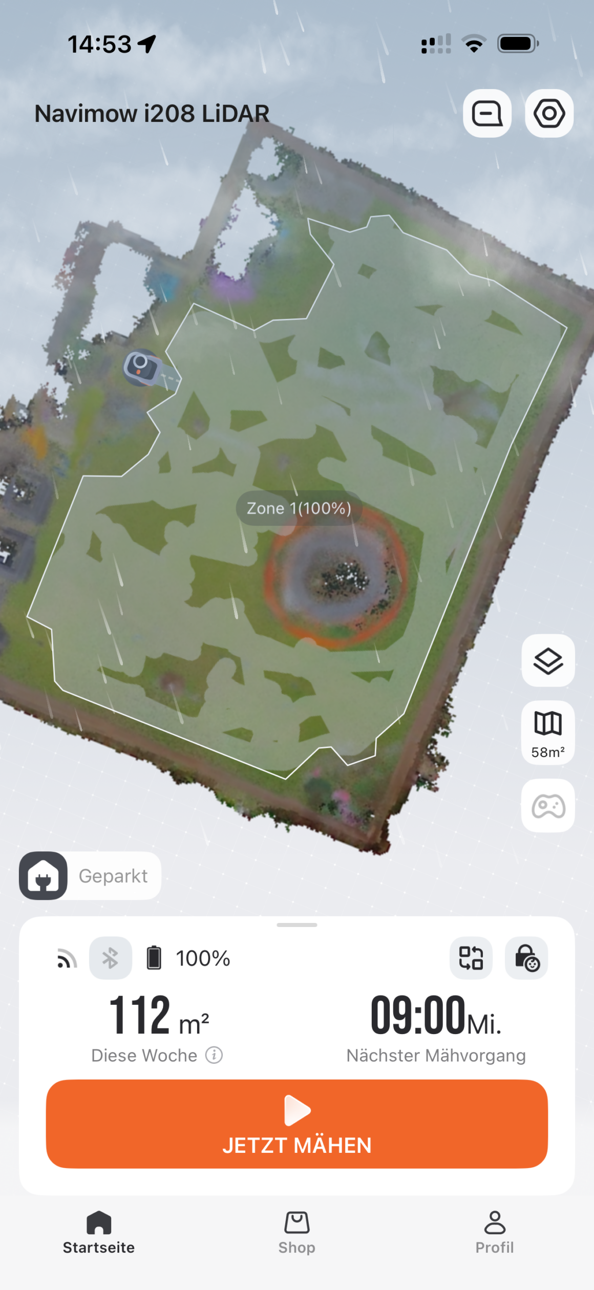 Navimow i208 LiDAR im Test: Ich habe gegen den Mähroboter gewettet und verloren Navimow App: erkannter Regen pausiert die Mähfahrt