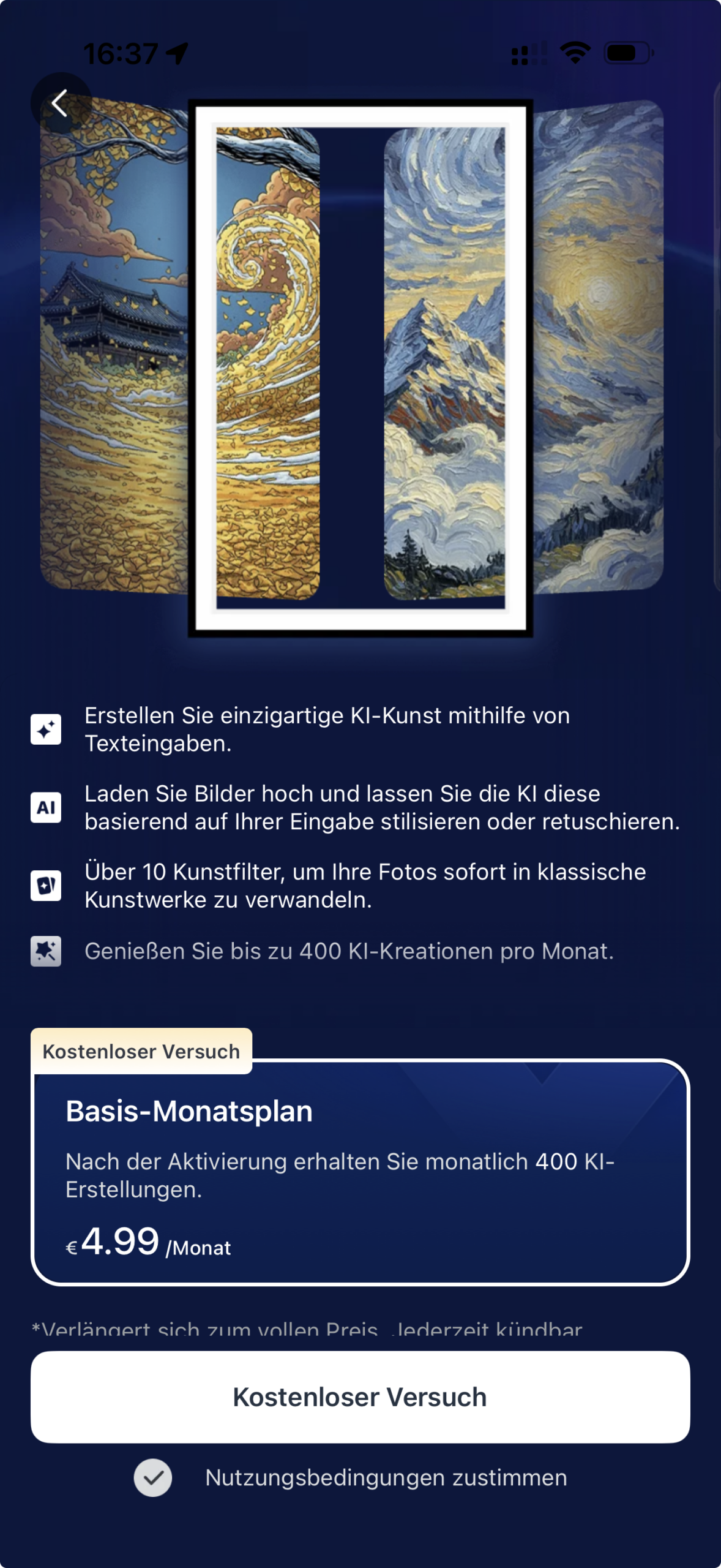 Der eine ist eine Briefmarke, der andere ein Gemälde: 5 Wochen SwitchBot KI Art Frame SwitchBot KI Art Frame: AI-Studio-Abo mit 4,99 Euro Basis-Monatsplan und kostenlosem 30-Tage-Versuch