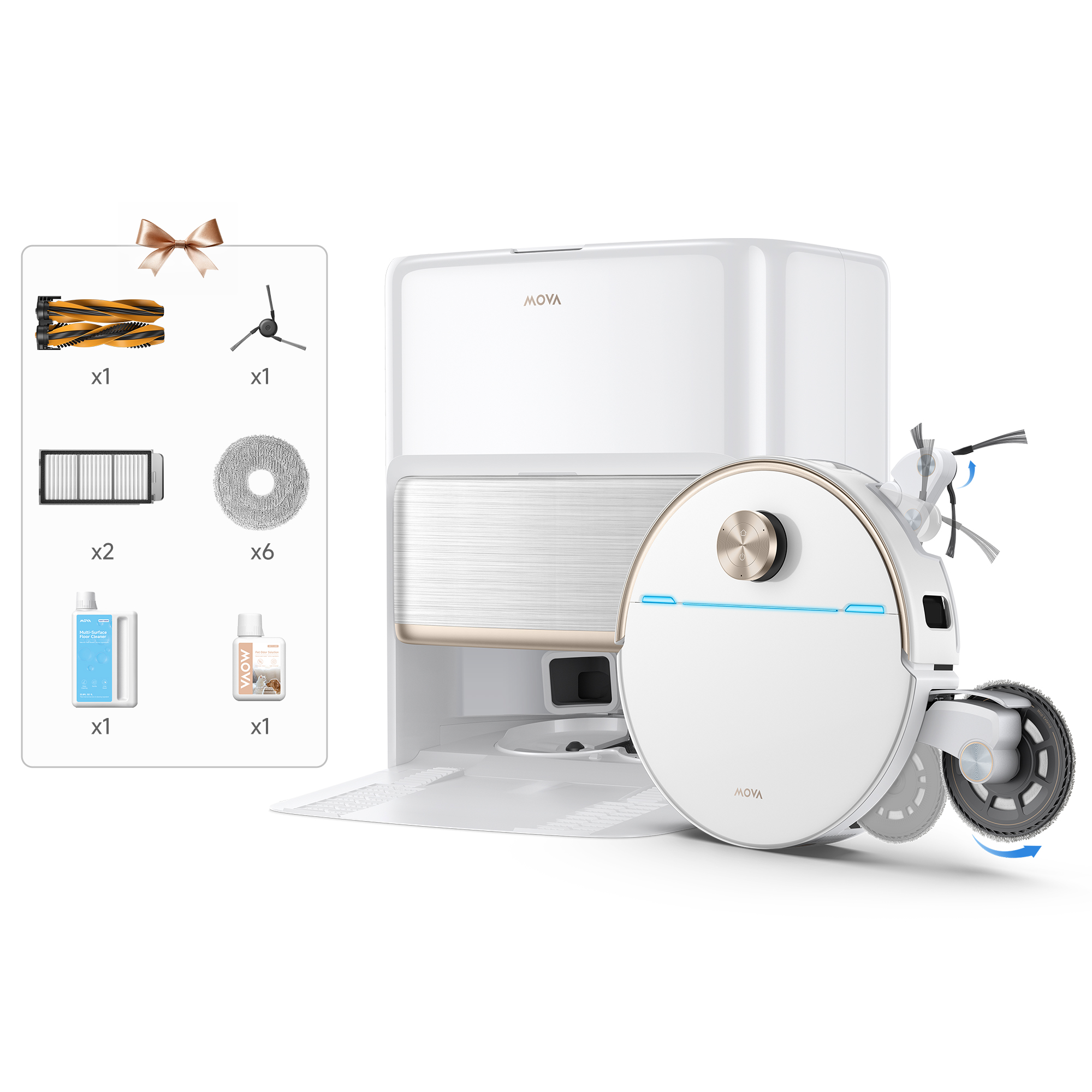 MOVA V70 Ultra Complete: 16 Zentimeter Wischmopp gegen das Ecken-Problem MOVA V70 Ultra Complete Saugroboter mit Basisstation in Weiß