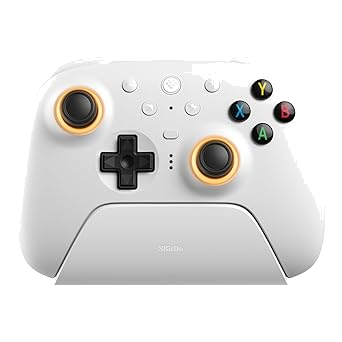 8Bitdo Ultimate 2 Wireless Controller for Windows & Android, Gaming Controller with TMR Joysticks, Switchable Hall Effect/Tactile Triggers, Motion Control, RGB Fire Ring, 8Speed Wireless Tech, White