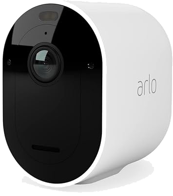 Arlo Pro 4 Überwachungskamera Aussen WLAN, Kabellos, 2K HDR Qualitätsprodukt, 160° Sichtfeld, Spotlight, Nachtsicht, Bewegungsmelder, Anti-Diebstahl-Alarm Sirene + mit Arlo Secure Testzeitraum