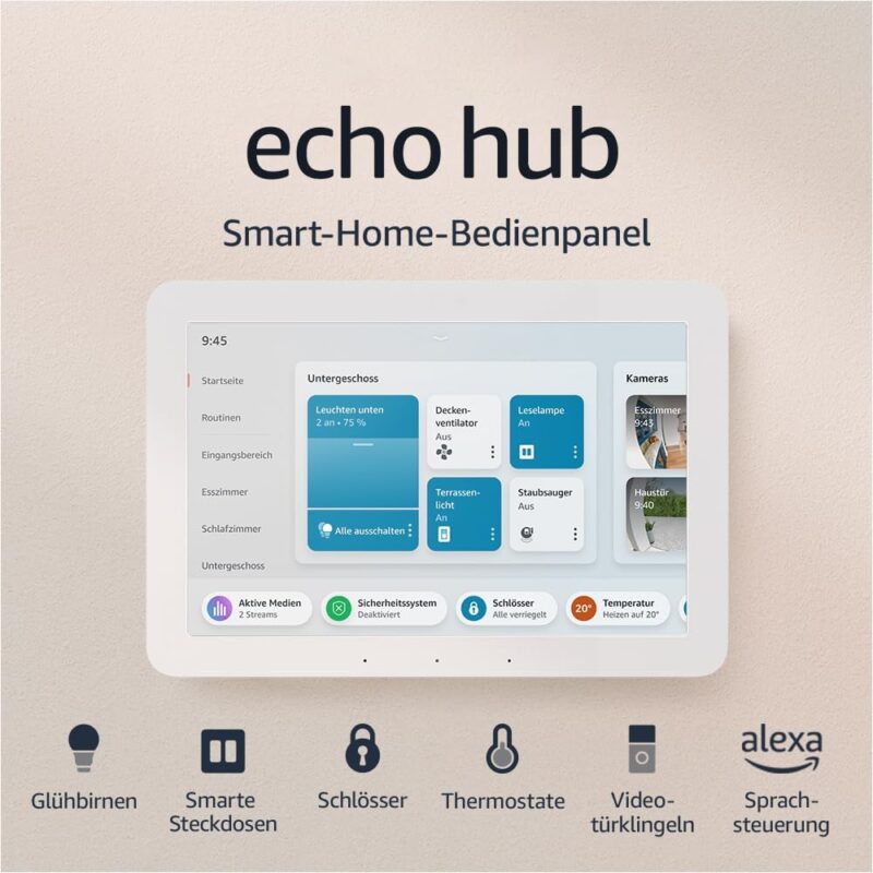 Echo Hub (8 Zoll) Smart-Home-Panel mit Alexa