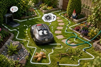 verwirrter roboter im gartenlabirynth &bull; techboys.de