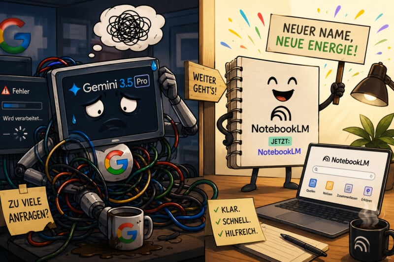 Gemini 3.5 Pro kämpft mit sich selbst, während NotebookLM den neuen Namen feiert