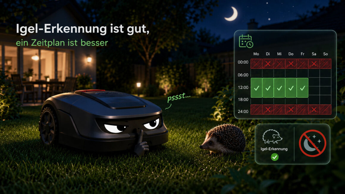 Mähroboter nachts laufen lassen? Wo das schon verboten ist und was dein Roboter können muss Mähroboter-Zeitplan in der App: Mähzeiten auf tagsüber begrenzen schützt Igel