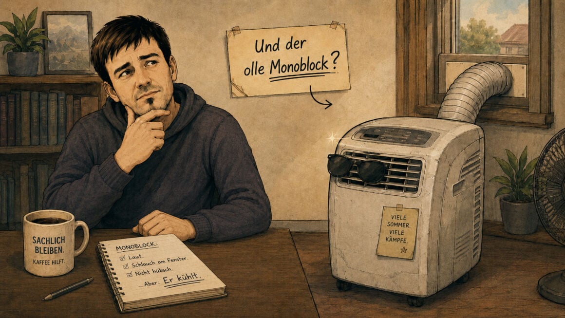 PortaSplit Alternativen: Warum fast alle Empfehlungen keine sind und was vielleicht ein wenig hilft Klassischer Monoblock mit Abluftschlauch als letzte Ausweichoption