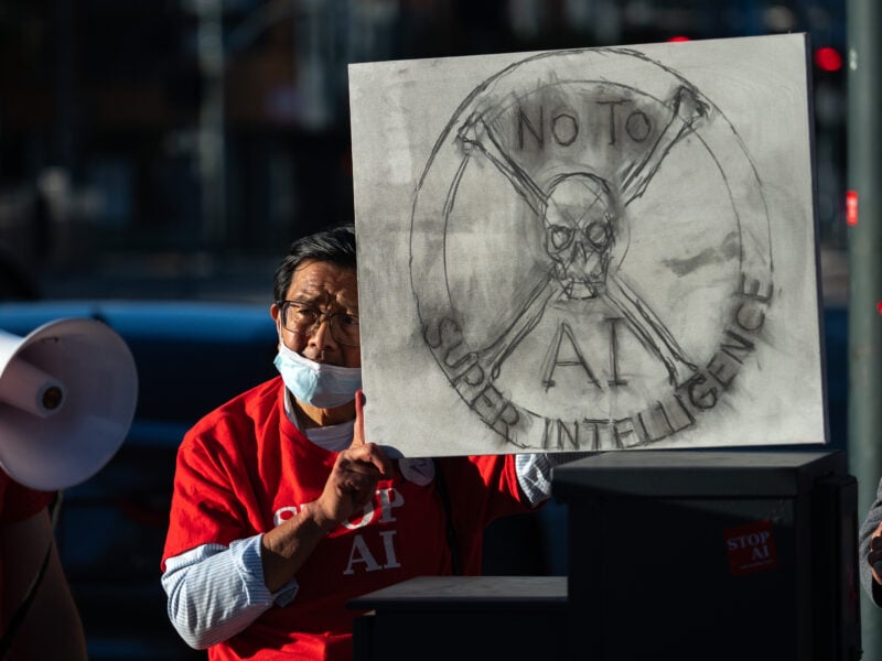 Stop-AI-Demonstranten in San Francisco fordern eine KI-Bremse, Archivbild vom September 2025 (Foto: Anders Eidesvik, CC BY-SA 4.0)