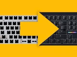 Ersatz-Keycaps für Tastatur auf grauem Metallrahmen, kompatibel mit mechanischen Tastaturen.