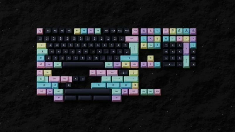 Farbenfrohe Keycaps in Pastellfarben für mechanische Tastaturen, individuell gestaltbares Keyboardzubehör.