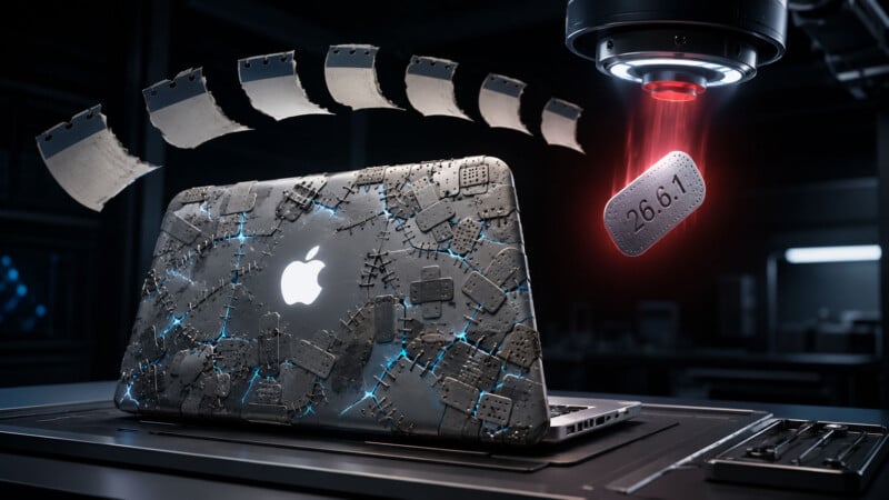macOS 26.6.1 Sicherheitsupdate: MacBook mit symbolischer Darstellung der Bildschirmfreigabe-Lücke