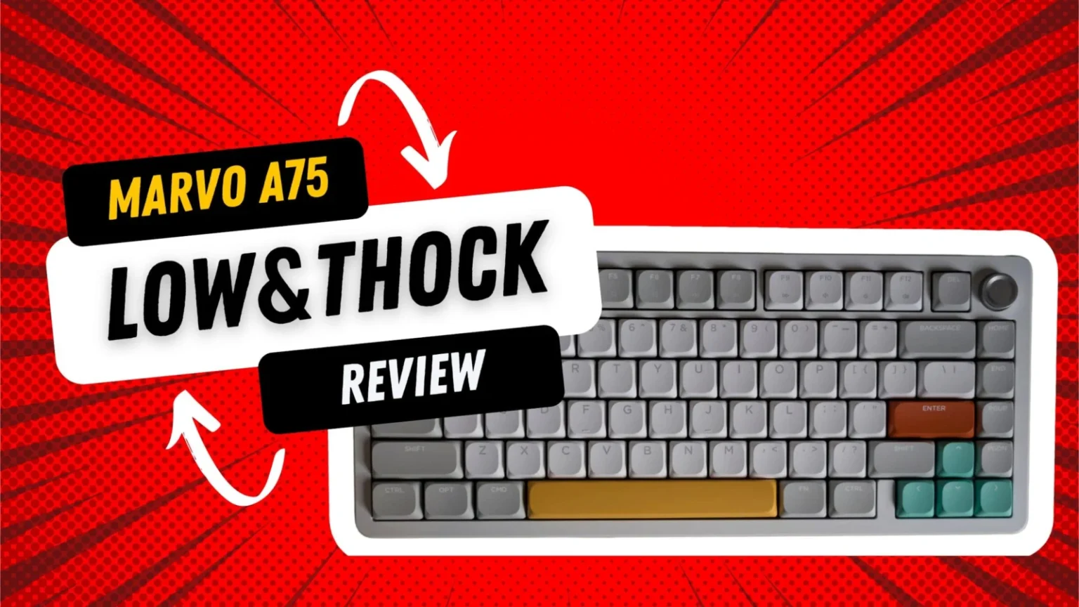 Marvo A75 mechanische Tastatur mit niedriger Bauhöhe und Thock-Gefühl.
