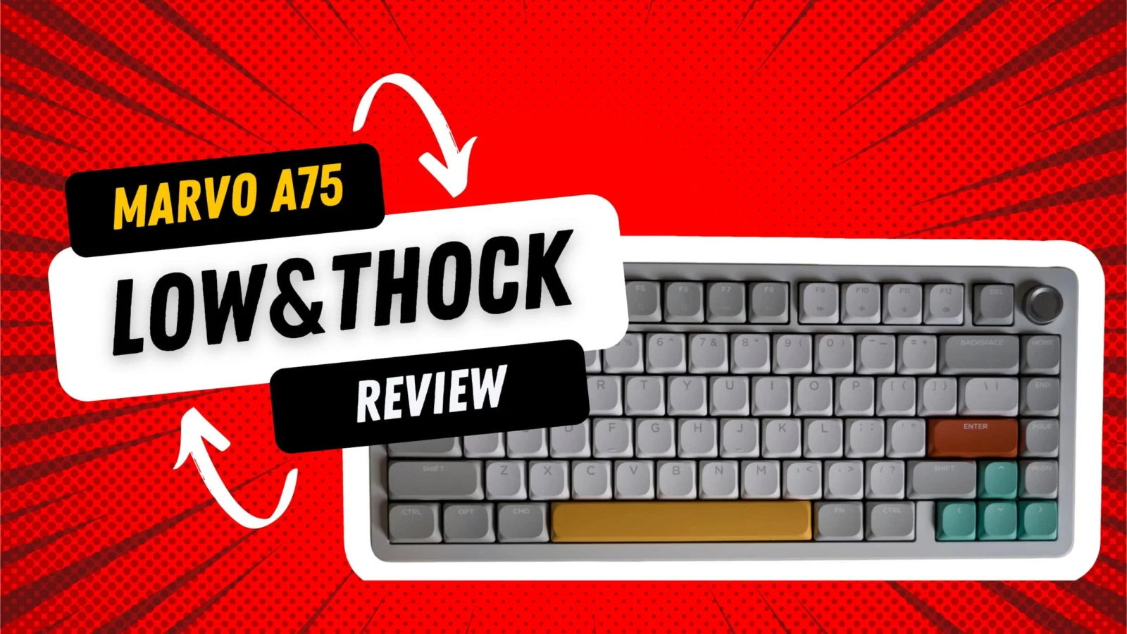Marvo A75 mechanische Tastatur mit niedriger Bauhöhe und Thock-Gefühl.