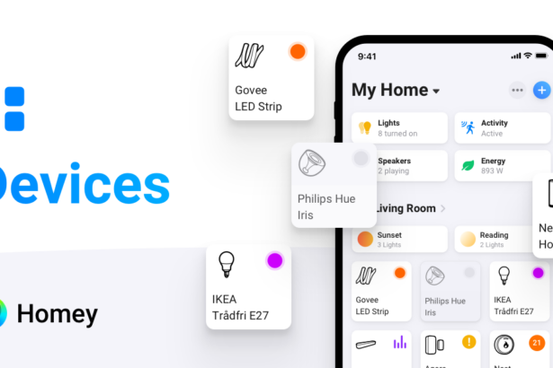 Homey App Geräteansicht mit neuen Gerätekacheln