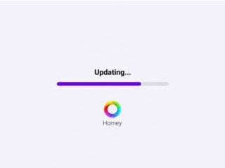 Homey Geräteaktualisierungen: Update-Fortschrittsbalken mit Homey-Logo