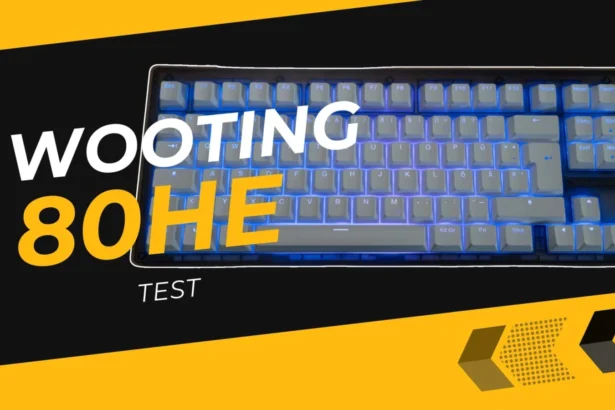 Wichtige Tastatur mit blauer Beleuchtung und mechanischen Keycaps für Gaming und Büro.