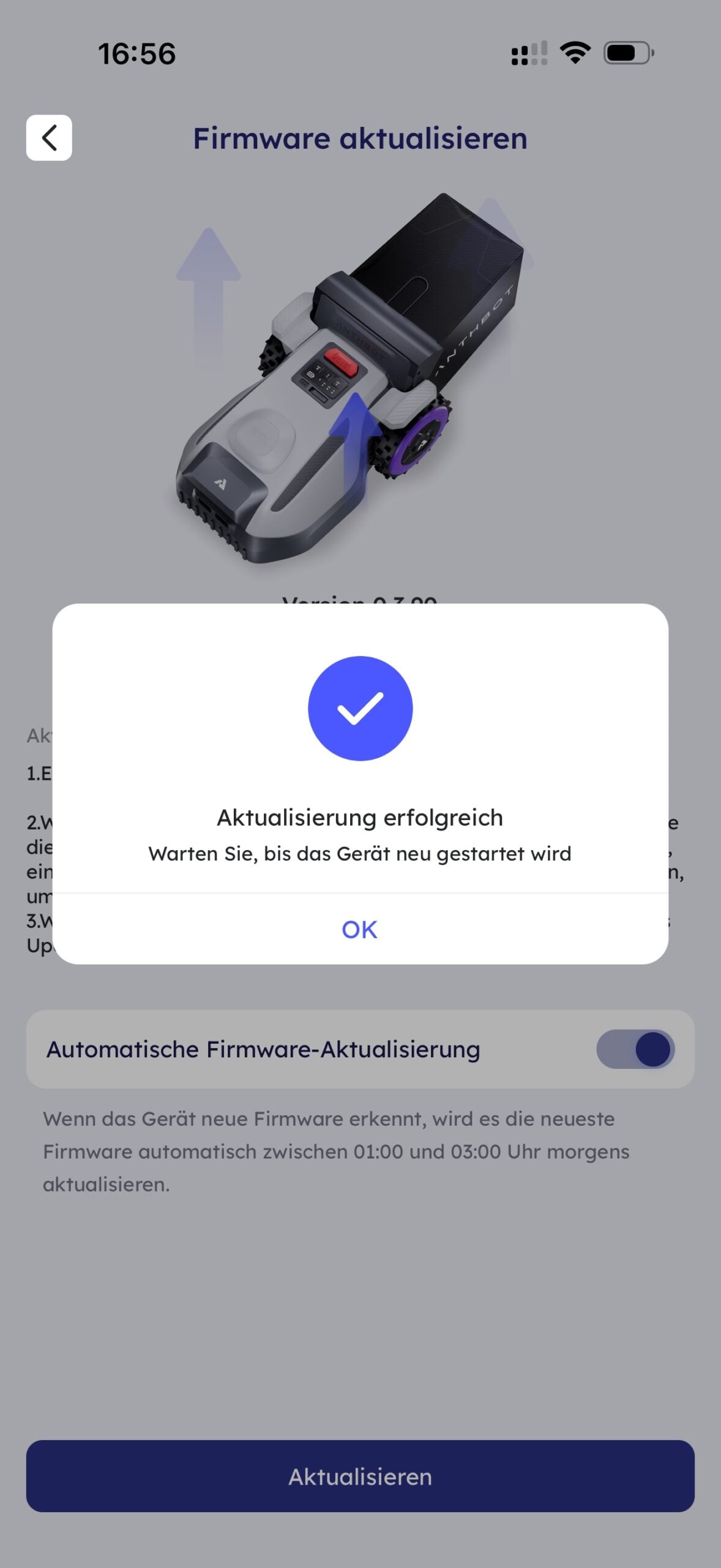 ANTHBOT N8 Firmware-Update erfolgreich