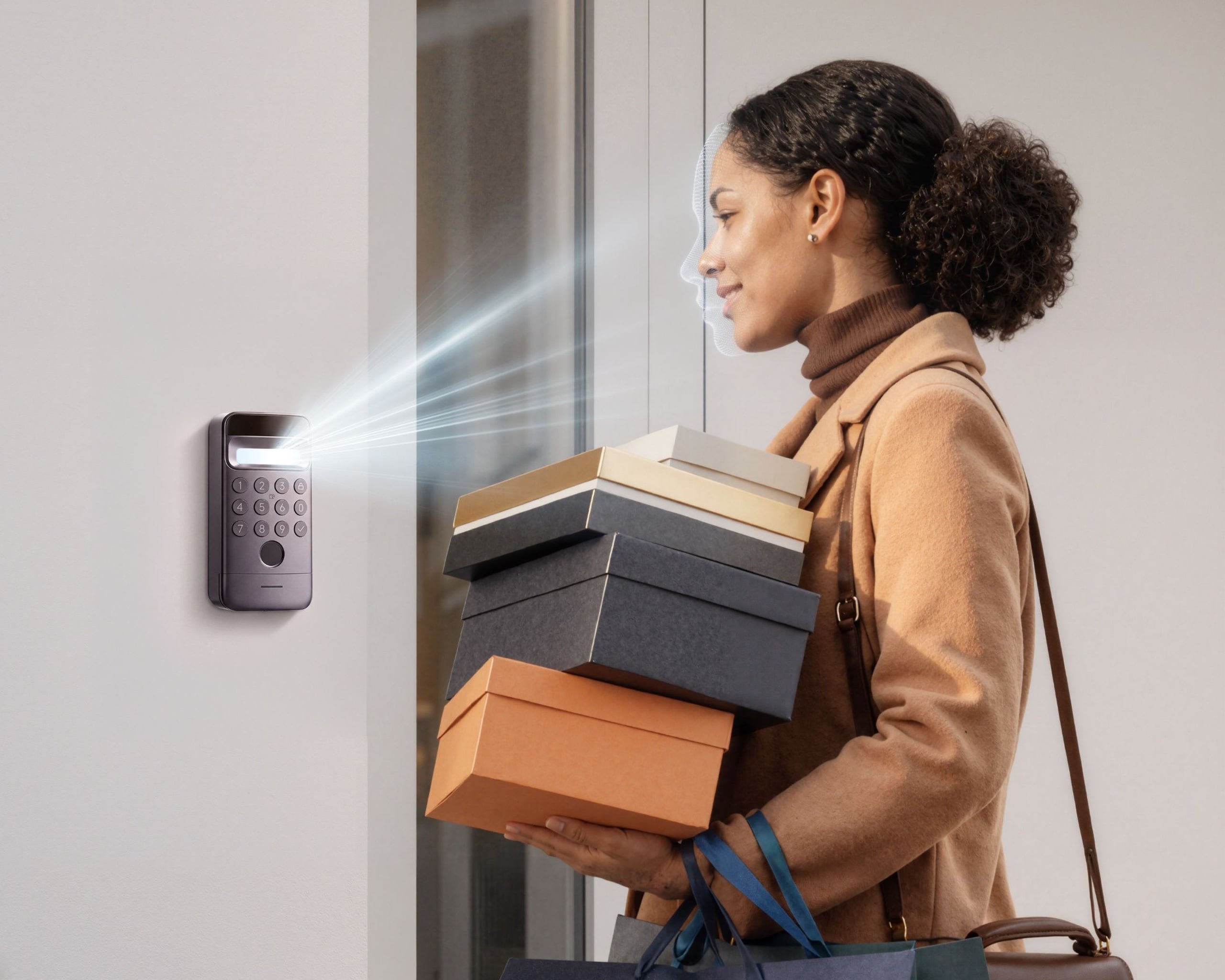 Entsperrmethoden am SwitchBot Lock Ultra Max: Gesicht, Handvene, Fingerabdruck und Passcode am Keypad Vision Pro