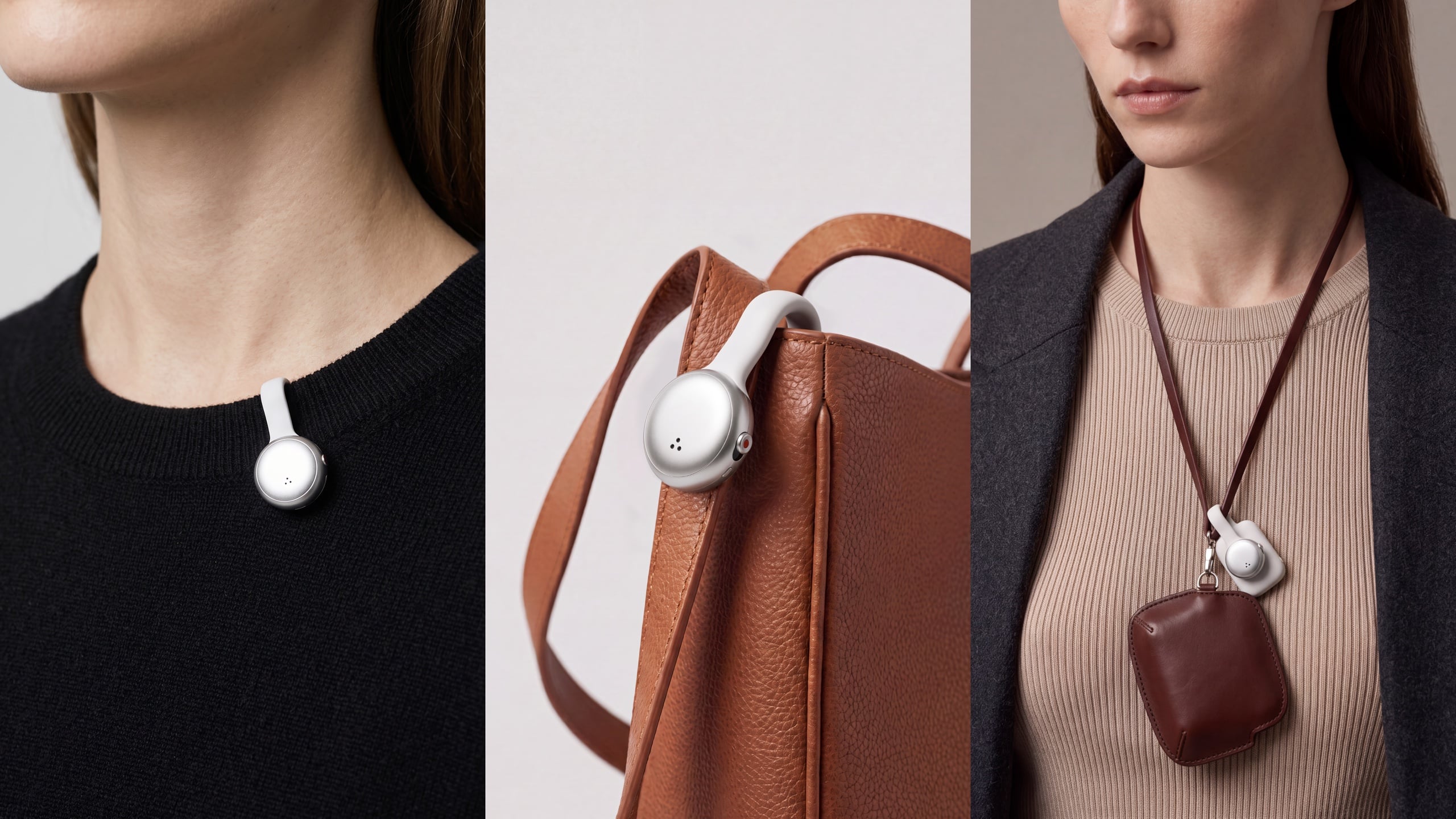 SwitchBot KI MindClip am Kragen, an der Jacke und am Taschenriemen