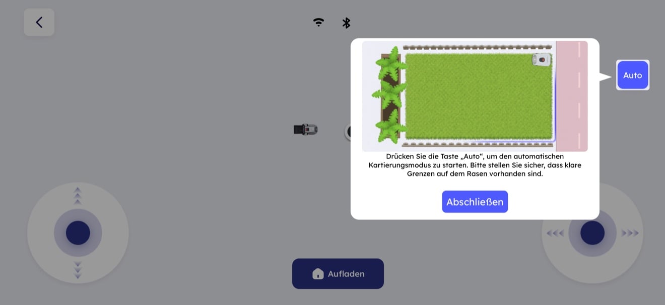 ANTHBOT N8 Test: Der Korb sammelt alles, nur leise geht anders ANTHBOT N8 Test: Abladebereich für den Fangkorb in der App auf der Rasenkarte festlegen