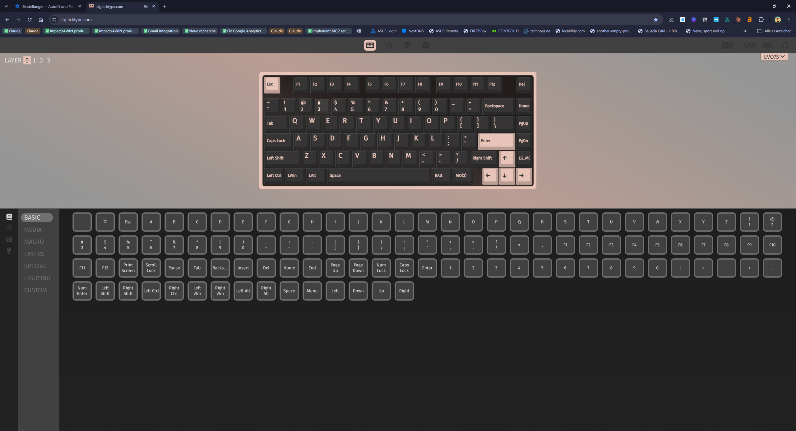 Custom-Tastatur ohne Bastelangst: Evoworks Evo75 Test Der Ticktype-Konfigurator erkennt die Evoworks Evo75, zeigt aber ein ANSI-Layout