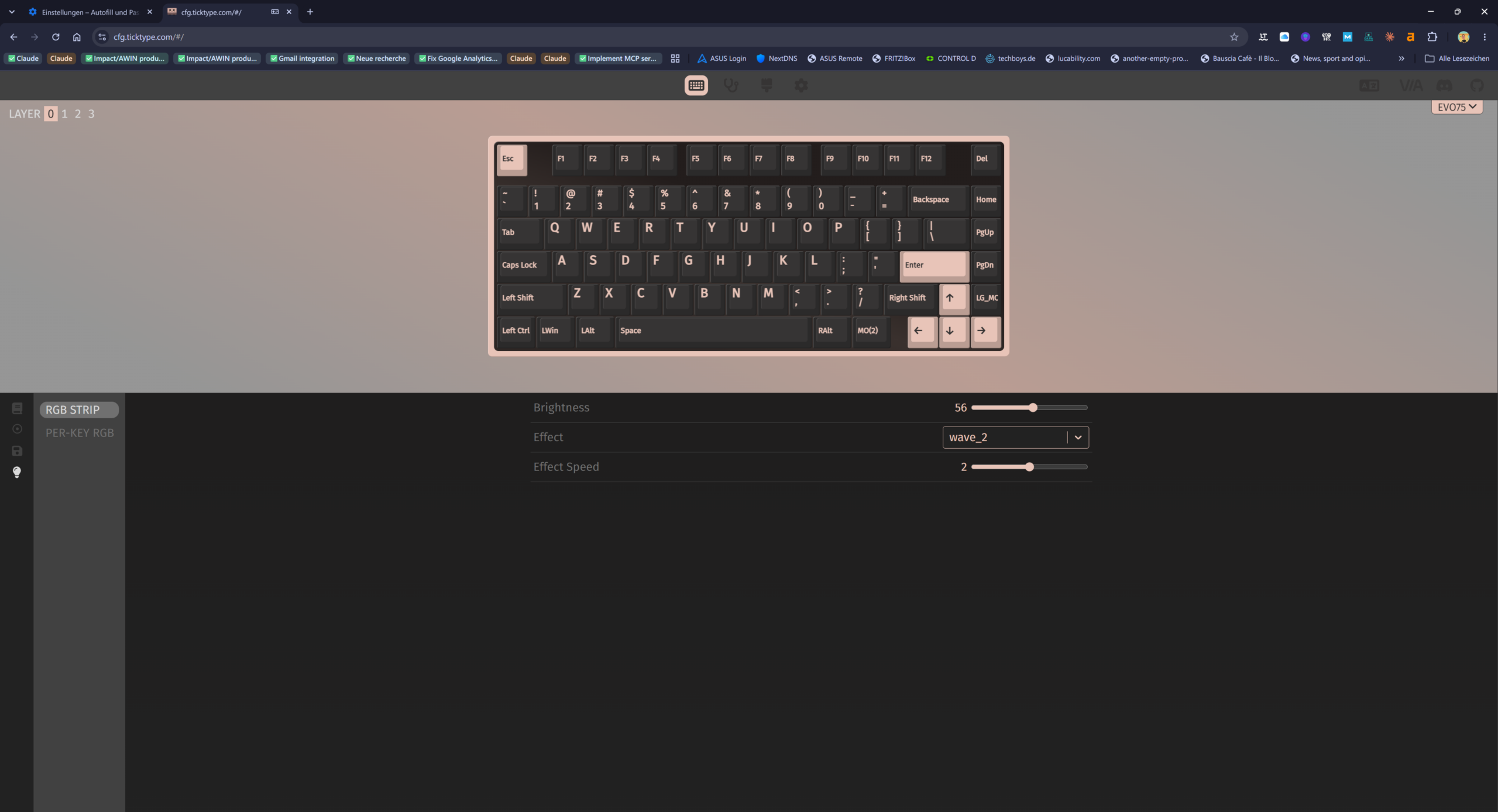 Custom-Tastatur ohne Bastelangst: Evoworks Evo75 Test Einstellungen für die Ambient-Beleuchtung der Evoworks Evo75 im Konfigurator