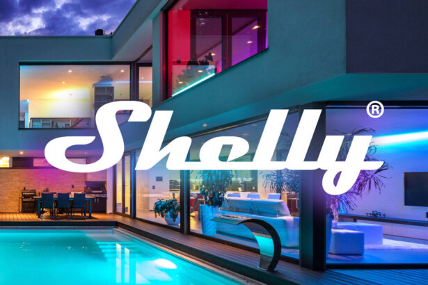 Schneider Electric übernimmt Shelly: Shelly-Logo vor einem beleuchteten Smart Home